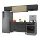 Armário de Cozinha Compacta 260cm Veneza Multimóveis V3698 Preto