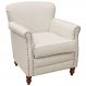 Poltrona Decorativa Sala de Estar Brunei Pés Madeira Couro Of White G58 - Gran Belo