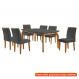 [OUTLET] Conjunto de Mesa de Jantar Retangular com Tampo de Vidro Turquesa e 6 Cadeiras Luanda Veludo Grafite