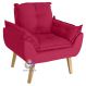 Poltrona Decorativa Opala Vermelho com fibra de silicone e pés quadrado SMF DECOR
