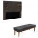Conjunto de Cabeceira Solteiro com Recamier Gênova Suede Cinza
