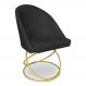 Cadeira Poltrona de Jantar Bela Suede Preto Base Metálica Luxo Dourado - Pallazio