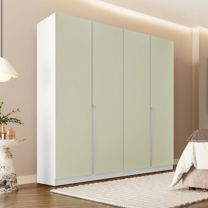 Guarda-roupa Casal Porto 4 Portas 4 Gavetas Branco E Verde