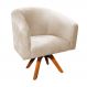 Poltrona Giratória Stella Suede Bege Base Madeira MM30 - D'Rossi