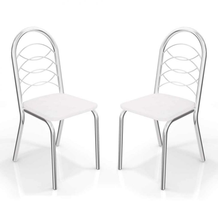 Conjunto de Cadeira Holanda Cromada Cor Branco 2 Peças Kappesberg