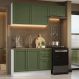 Armário de Cozinha Compacta 180 cm Branco/Verde Vik Madesa 02