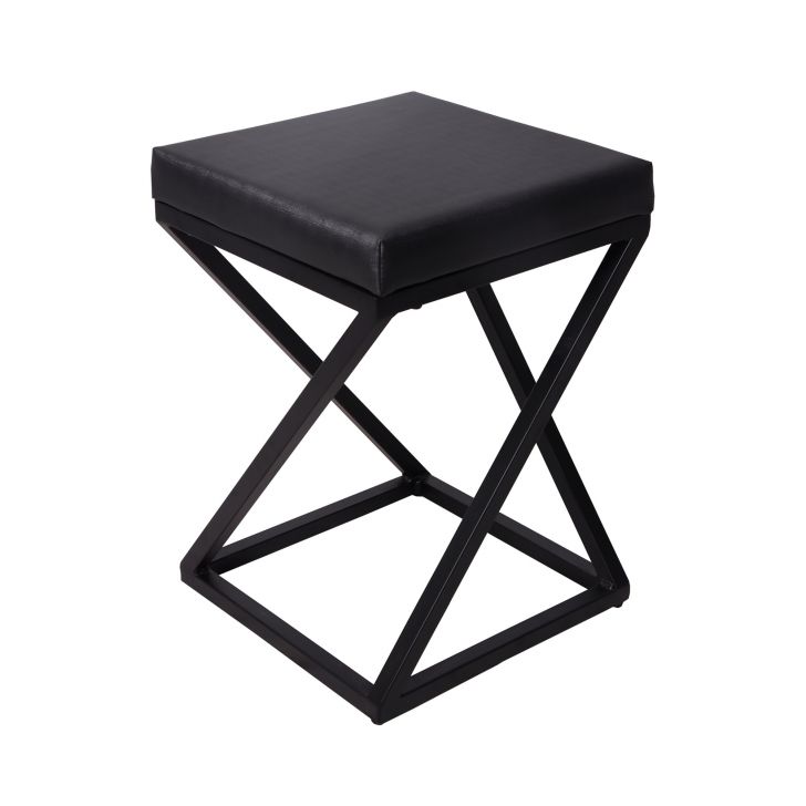 Banquinho Industrial Zênite Estofado - Preto - 47cm (Cozinha Bar Bistro)