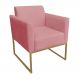 Poltrona Decorativa Base Industrial Dourada Maressa S17 Suede Rosê - Ibiza