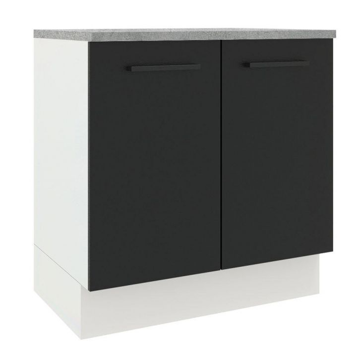 Balcão Armário de Cozinha 80 cm 2 Portas Branco/Preto Agata Madesa
