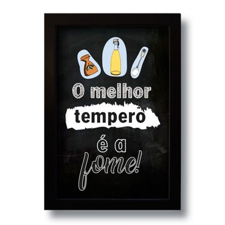 Quadro Decorativo Frase Divertida O Melhor Tempero  33x43 cm