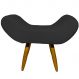 Puff Para Sala, Quarto E Escritório Decorativo Emilia Suede Preto Pé Castanho - Clique E Decore