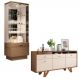 Conjunto Decorativo Cristaleira e Buffet Aparador Peggy/Noeli Off White/Castanho G26 - Gran Belo