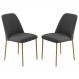 Conjunto 2 Cadeiras Londres Veludo Cinza Metal Dourado