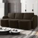 Sofá Cama Modulado Retrátil e Reclinável Decorativo Varsóvia 336cm Veludo Marrom G33 - Gran Belo