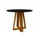 Mesa de Jantar Redonda com Tampo de Vidro Vitoria Preta e Ype 100 cm