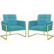 2 Poltronas com Base de Ferro Dourada Reforçada para Recepção MOBLAN decor
