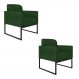 Kit 02 Poltronas Marisa Suede Verde Base Industrial Metálica Preto D'Rossi