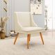 Cadeira Decorativa Sala de Jantar Pés Palito de Madeira Firenze PU Bege/Natural G19 - Gran Belo