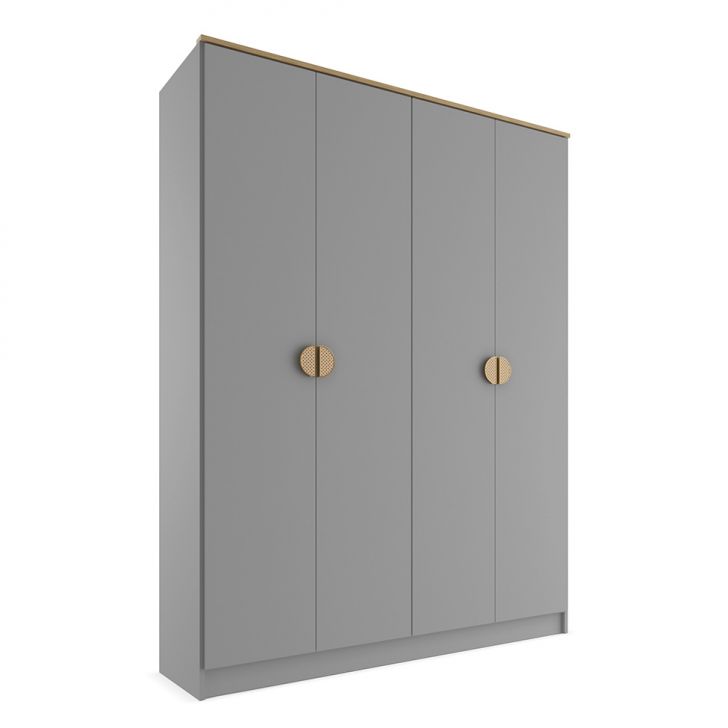 Guarda-roupa Solteiro Asti 100% Mdf 4 Portas 2 Gavetas Bege