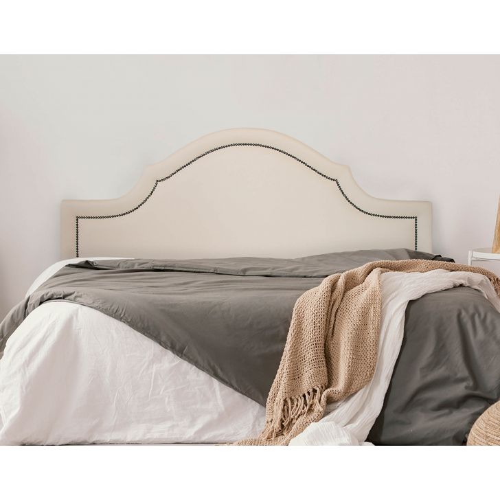 Cabeceira King Para Cama Box Provençal 193x60 Courino Off White - Tachas Fumê