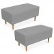 Kit 02 Puffs Decorativo Sala de Estar Cléo W01 Pés Palito 90 cm Linho Cinza - Lyam Decor