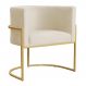 Poltrona Decorativa Sala de Estar Luana Base Gold Veludo Bege - Montanaris Decor