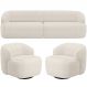 Sofá 3 Lugares Curvo Orgânico com 02 Poltronas Para Sala Living 220cm Barolo L06 Linho Mescla - Lyam Decor
