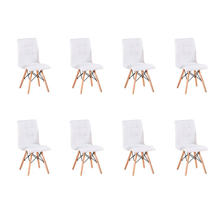 Conjunto com 8 Cadeiras Fitz Eiffel Branco