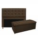Kit Cabeceira e Calçadeira Copenhague 140 cm Casal Suede Marrom - Amarena Móveis