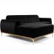 Sofá 4 Lugares com Chaise Esquerdo Para Sala Molino 255cm D02 Veludo Preto B-300 - Lyam Decor
