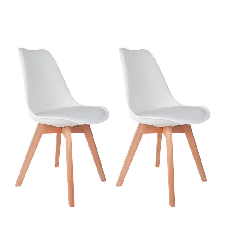 Conjunto Com 2 Cadeiras Saarinen Wood Branco