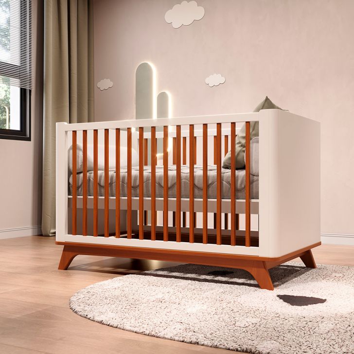 Berço Infantil Americano Sambalelê Branco e Mel