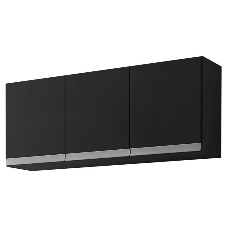 Armário Aéreo de Cozinha 3 Portas 120cm Andréia Preto - AJL Móveis