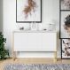 Buffet Moderno 3 Portas Londres Branco Dourado