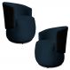 Kit 2 Poltronas Orgânica Decorativa Lara Veludo Azul Marinho/PU Preto - Montanaris Decor