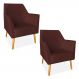 Kit 02 Poltronas Decorativa Julia Veludo Marsala Pés Palito Castanho - Pallazio