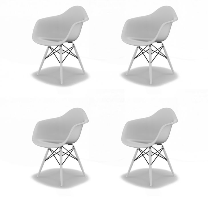 Conjunto com 4 Cadeiras Eames Arm DSW Branco