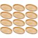 Kit 12 Petisqueiras Bambu Bandeja Oval 23x15cm Restaurante Plasvale Travessa Multiuso