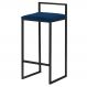 Banqueta Decorativa Selena Base Preta Veludo Azul - Gran Belo