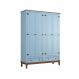 Guarda-Roupa Juvenil 4 Portas e 2 Gavetas - Madeira Maciça e MDF - AZUL