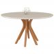 Mesa Sala de Jantar Cozinha Redonda Tampo de Vidro 130cm Willy Off White/Champagne G60 - Gran Belo