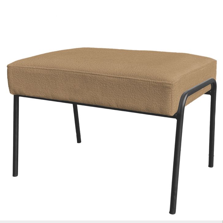 Puff Decorativo Ariel Ferro Base Preto Veludo Chocolate - Montanaris Decor