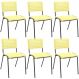 Kit 06 Cadeiras Empilhável Fixa Escritório Multiuso Base Preta Kimi P03 Amarelo - Lyam Decor