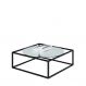 Mesa De Centro Sala 64x64x33cm Aço Preto e Vidro Industrial Moon