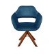 Poltrona Giratória Zara Base Madeira - Linho Azul