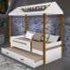 Cama Solteiro Sara Branca Com Cama Auxiliar E Led