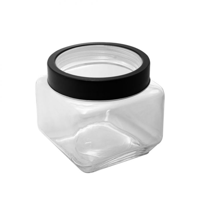 Pote de Mantimentos Gastro Transparente e Preto 800 ml