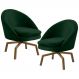 Kit 2 Poltronas Decorativas Giratórias Base Ka Madeira Rafa B-303 Veludo Verde Musgo - Domi