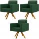 Kit 03 Poltronas Decorativa Base Giratória de Madeira Helô L02 Facto Verde Musgo - Lyam Decor