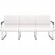 Cadeira Longarina 3 Lugares Recepção com Braço Pés Cromado Lev P03 Vinil Branco - Lyam Decor